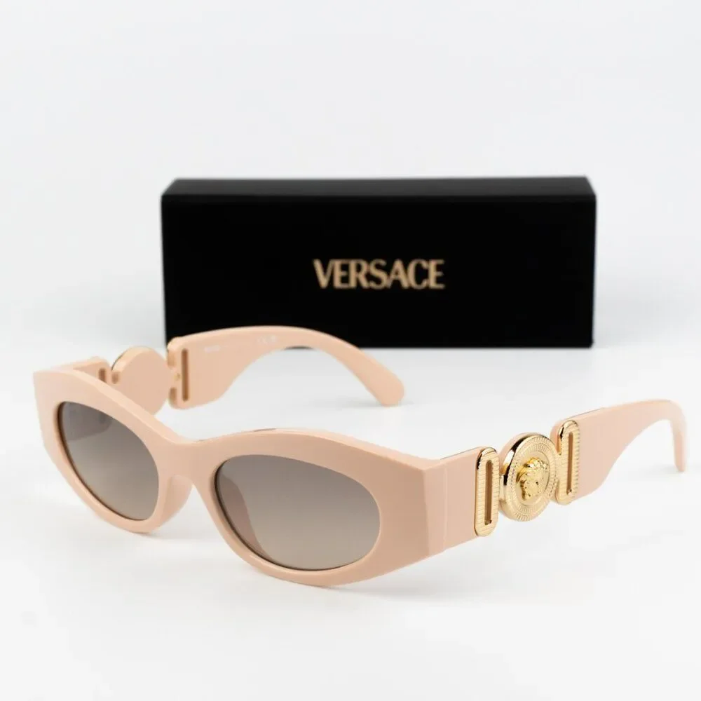 NEW Versace VE4480U 54946I Nude Brown Mirror Oval Unisex Sunglasses